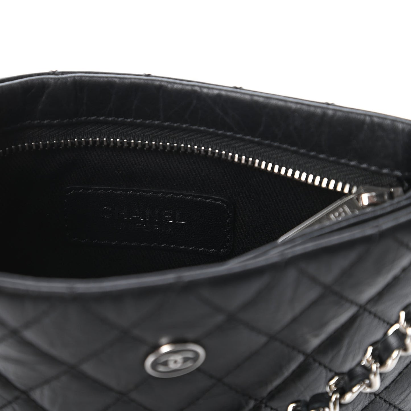 Aged Calfskin Quilted Crossbody Bag Black