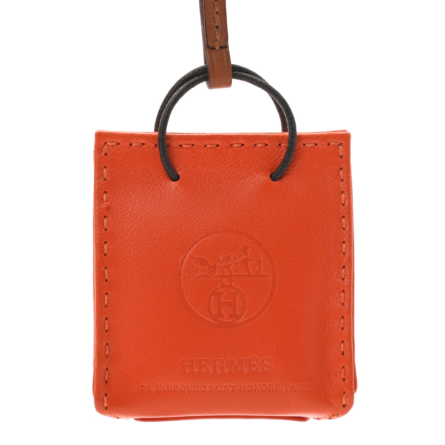 Hermes Milo Lambskin Swift Shopping Bag Charm Feu Gold 3 of 3