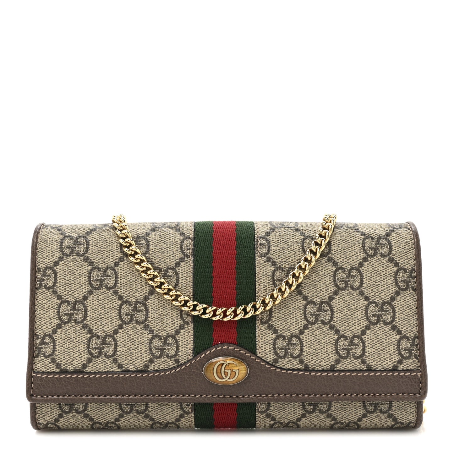 GG Supreme Monogram Web Ophidia Wallet On Chain Brown