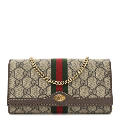 Gucci GG Supreme Monogram Web Ophidia Wallet On Chain Brown 1 of 13