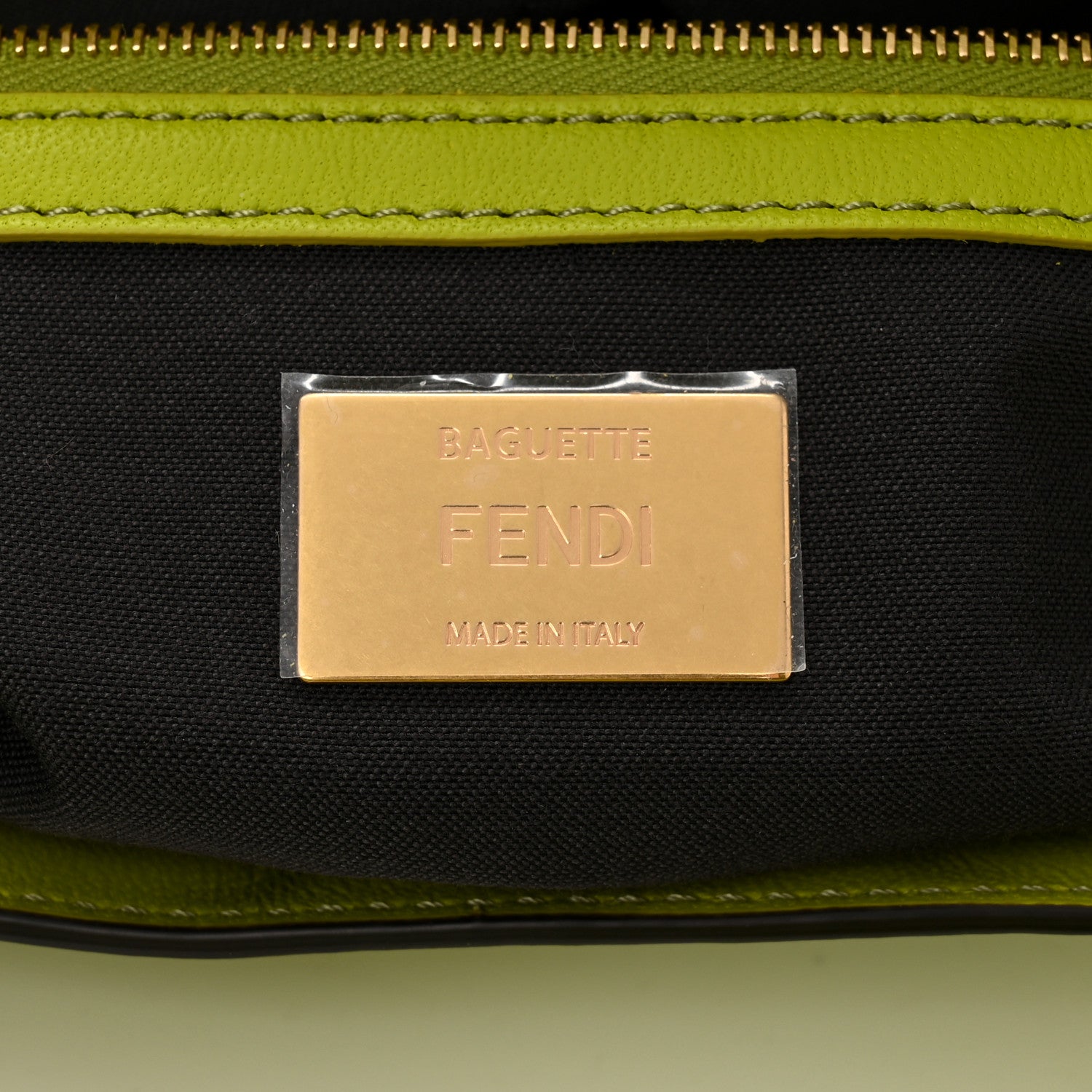 Fendi Nappa FF 1974 Embossed Baguette Wasabi 6 of 11