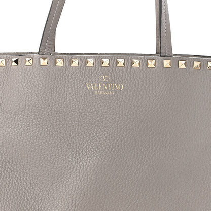 Valentino Garavani Grained Calfskin Rockstud Shoulder Tote Dove Grey 7 of 10