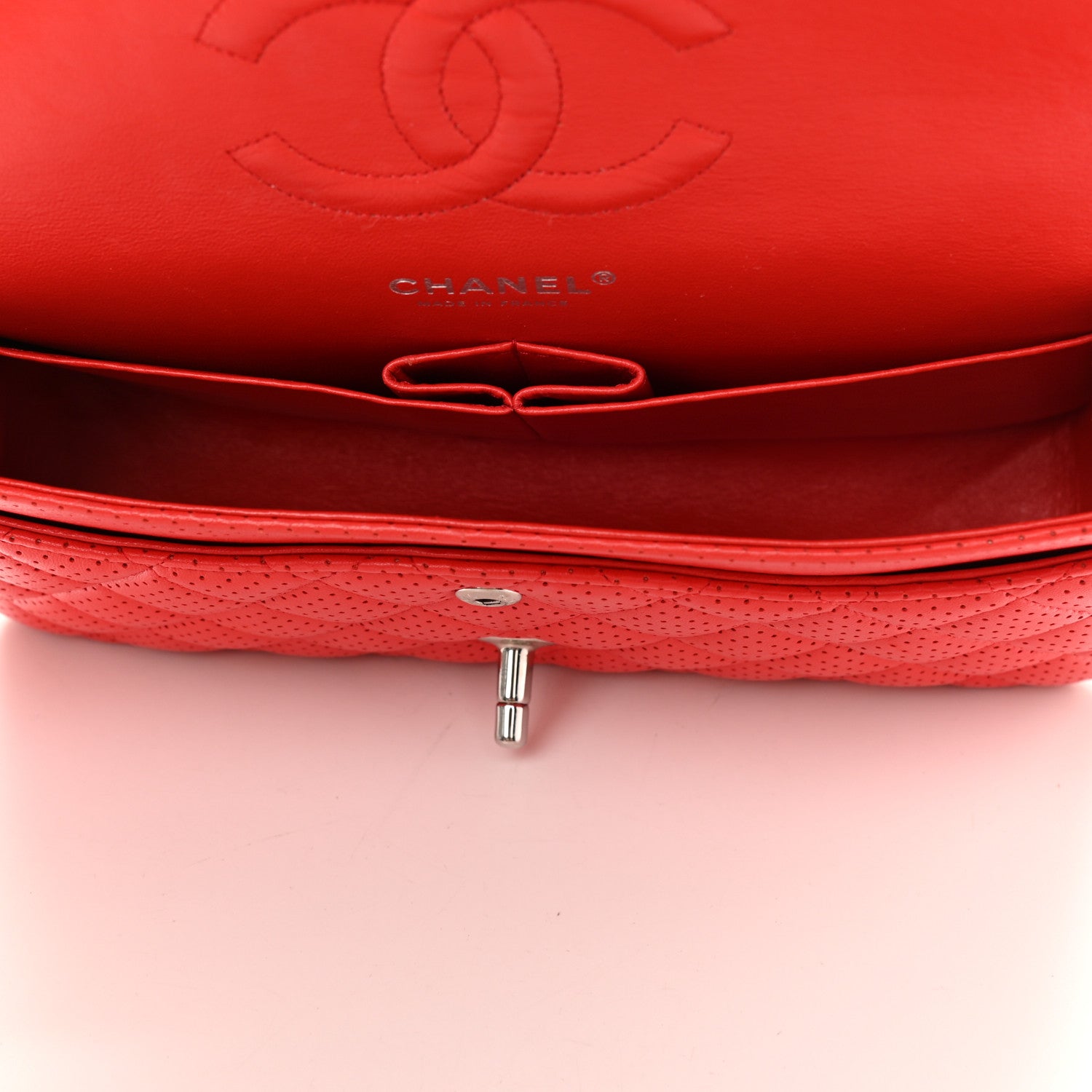 Chanel Lambskin Perforated Medium Double Flap Red 5 of 10