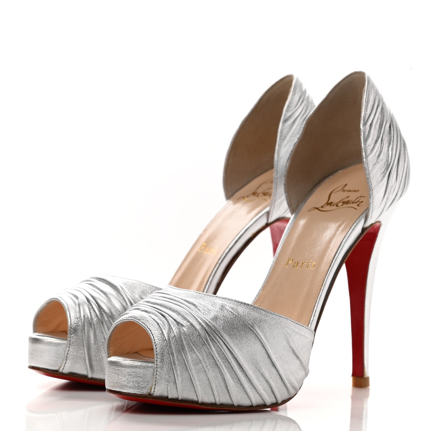 Metallic Nappa Turbella 120 Platform Sandals 35.5 Silver
