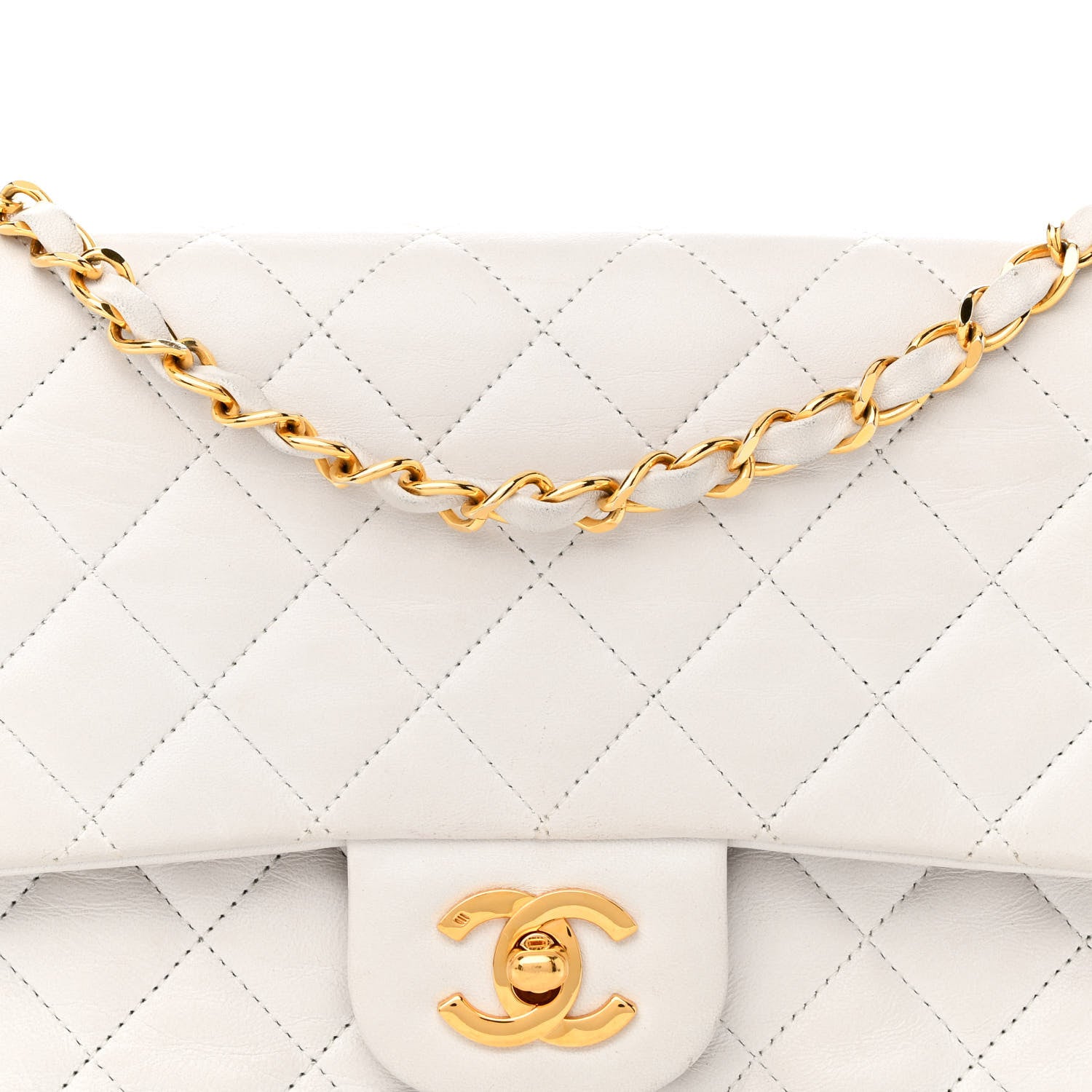 Chanel Lambskin Quilted Medium Double Flap White 9 of 20