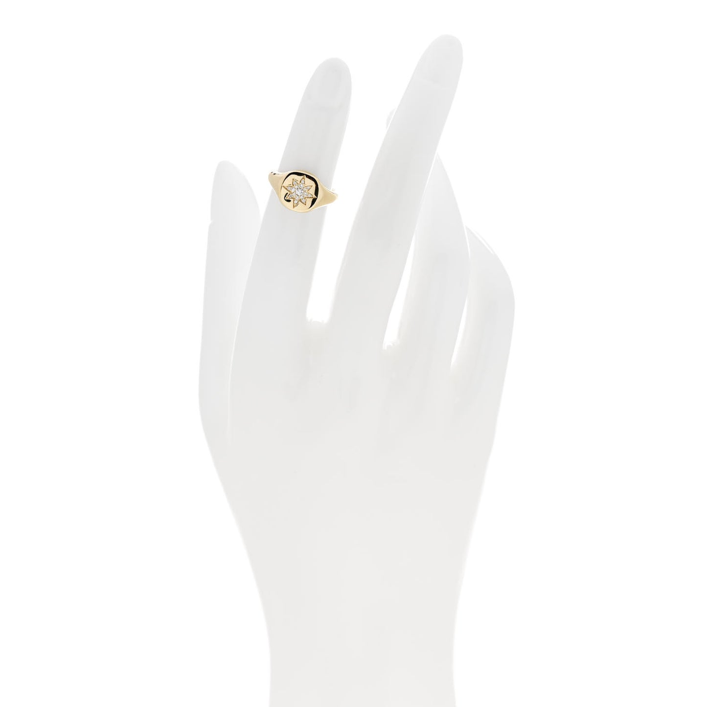 18K Yellow Gold Diamond Cable Collectibles Compass Pinky Ring 44 3