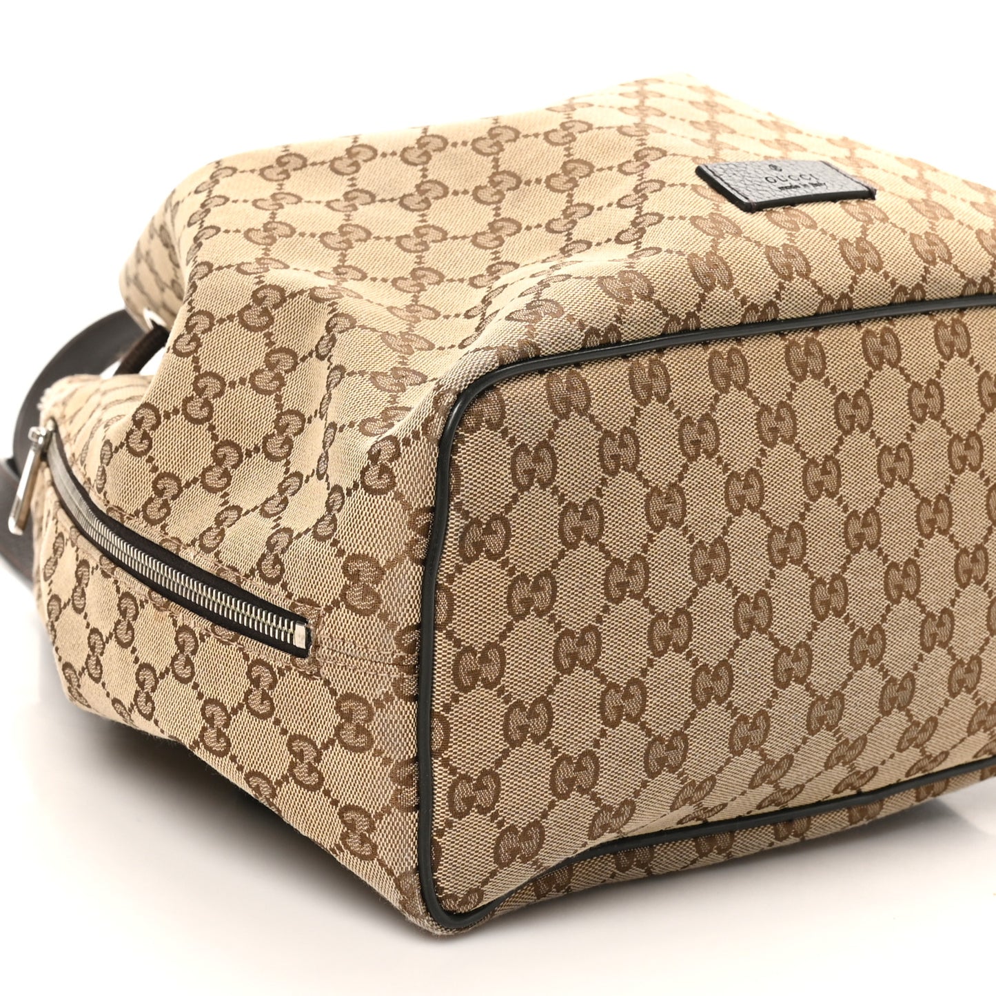 Monogram Dollar Calfskin O Drawstring Backpack Beige Ebony Testa di Moro Dark Chocolate