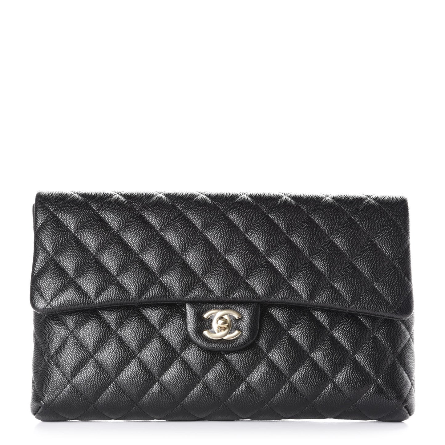 Caviar Quilted Flap Clutch Black