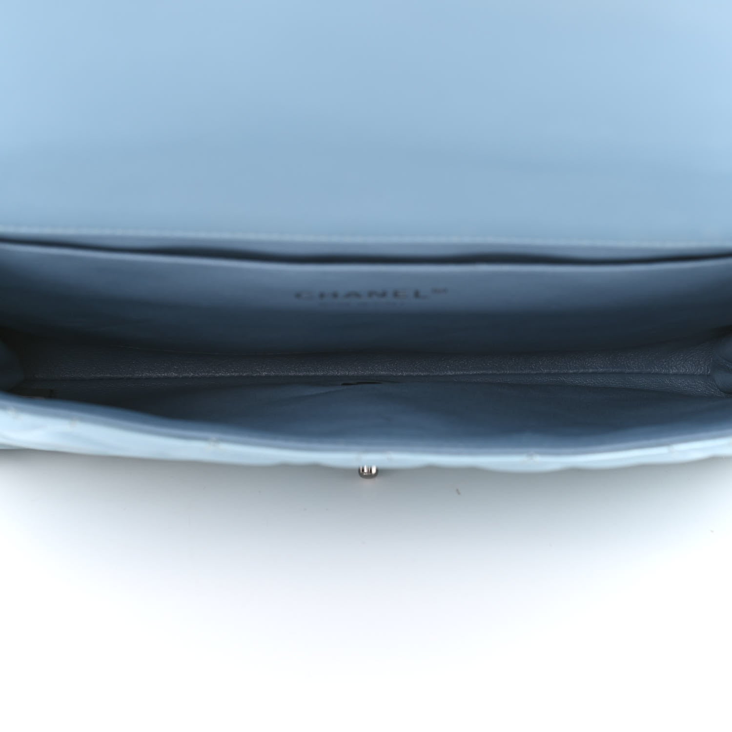 Chanel Patent Quilted Clutch With Chain Flap Blue 5 of 10