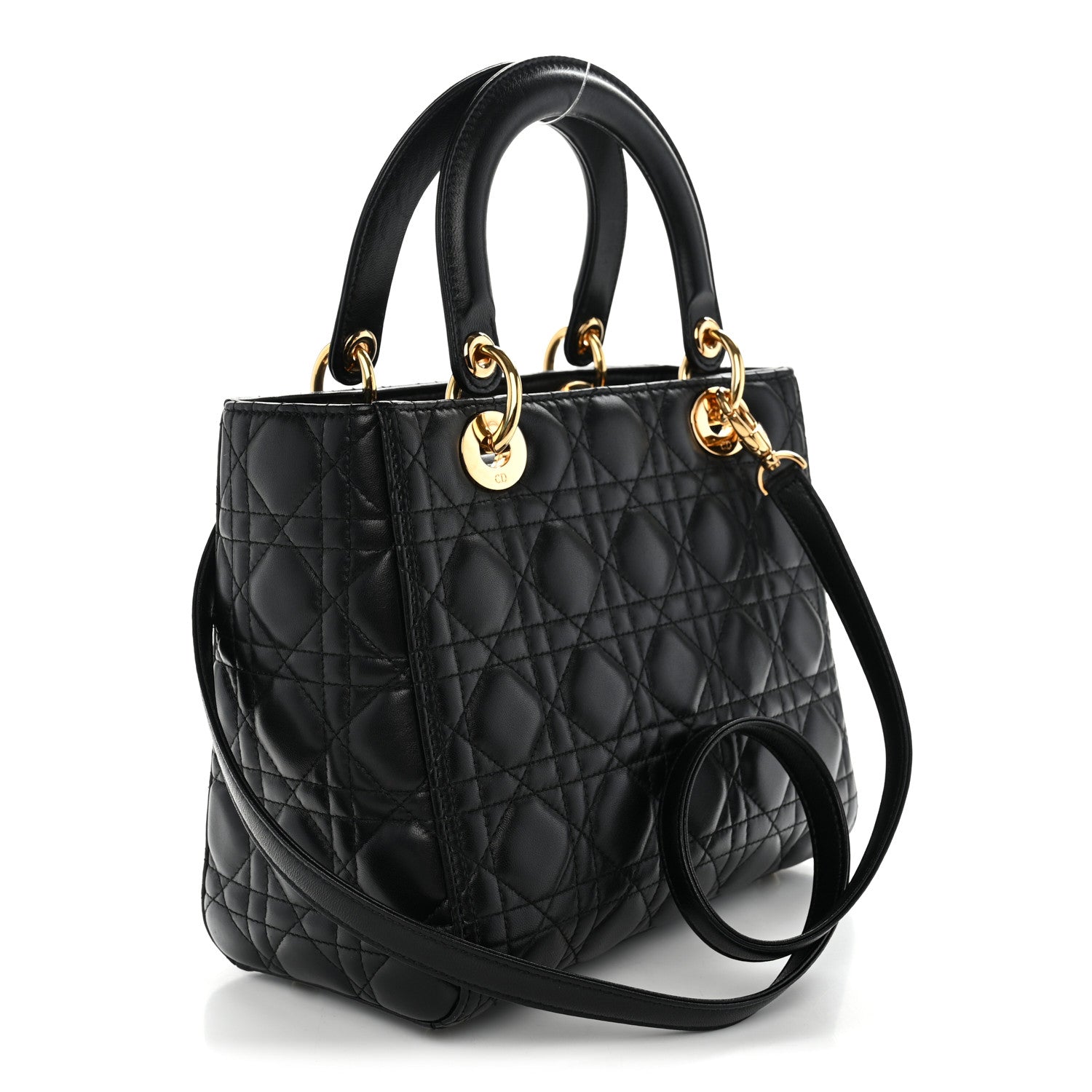 Christian Dior Lambskin Cannage Medium Lady Dior Black 2 of 9