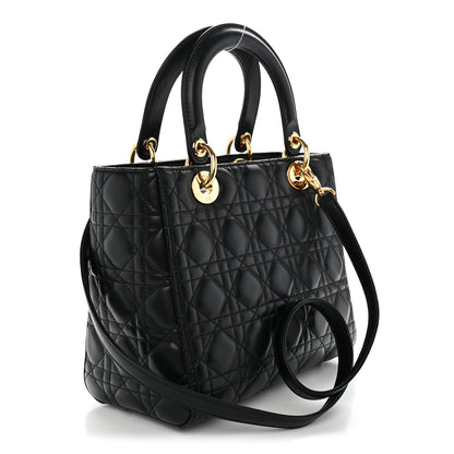Christian Dior Lambskin Cannage Medium Lady Dior Black 2 of 9