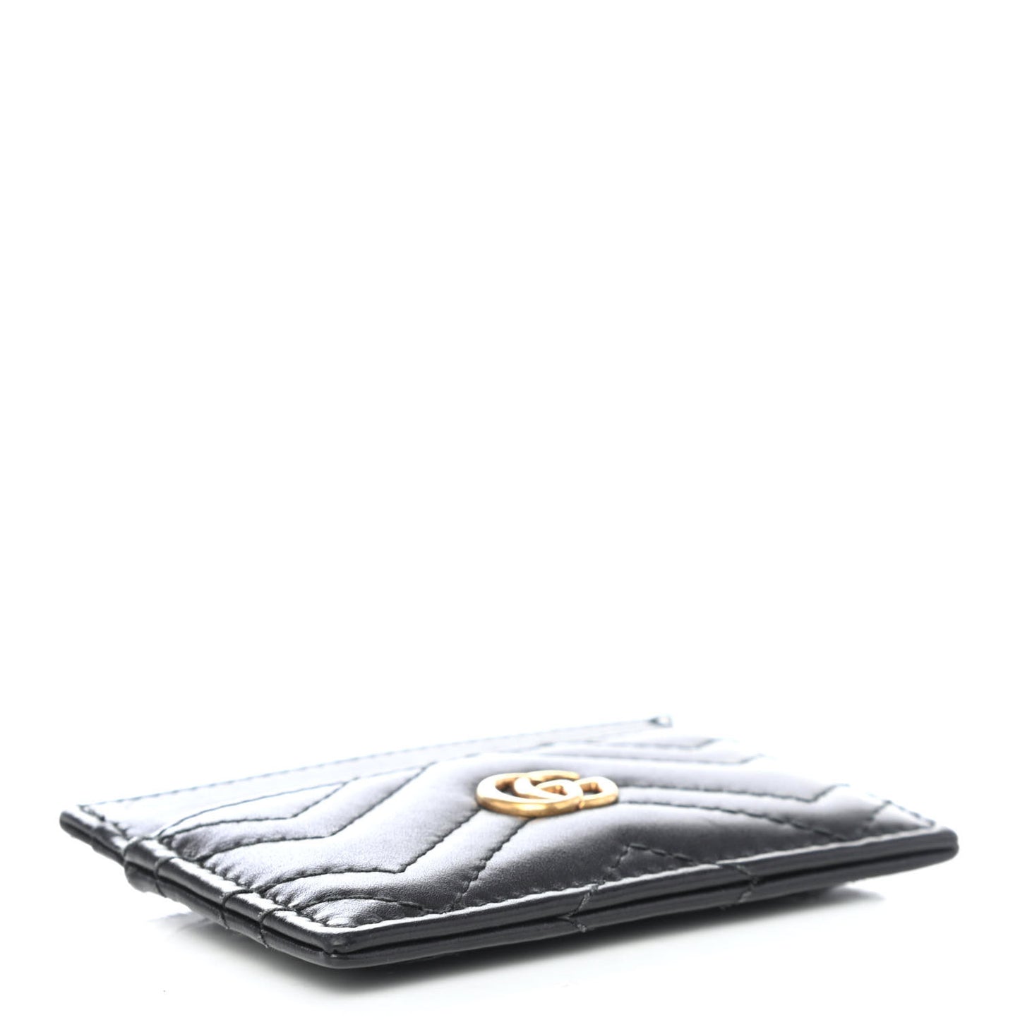 Calfskin Matelasse GG Marmont Card Holder Black