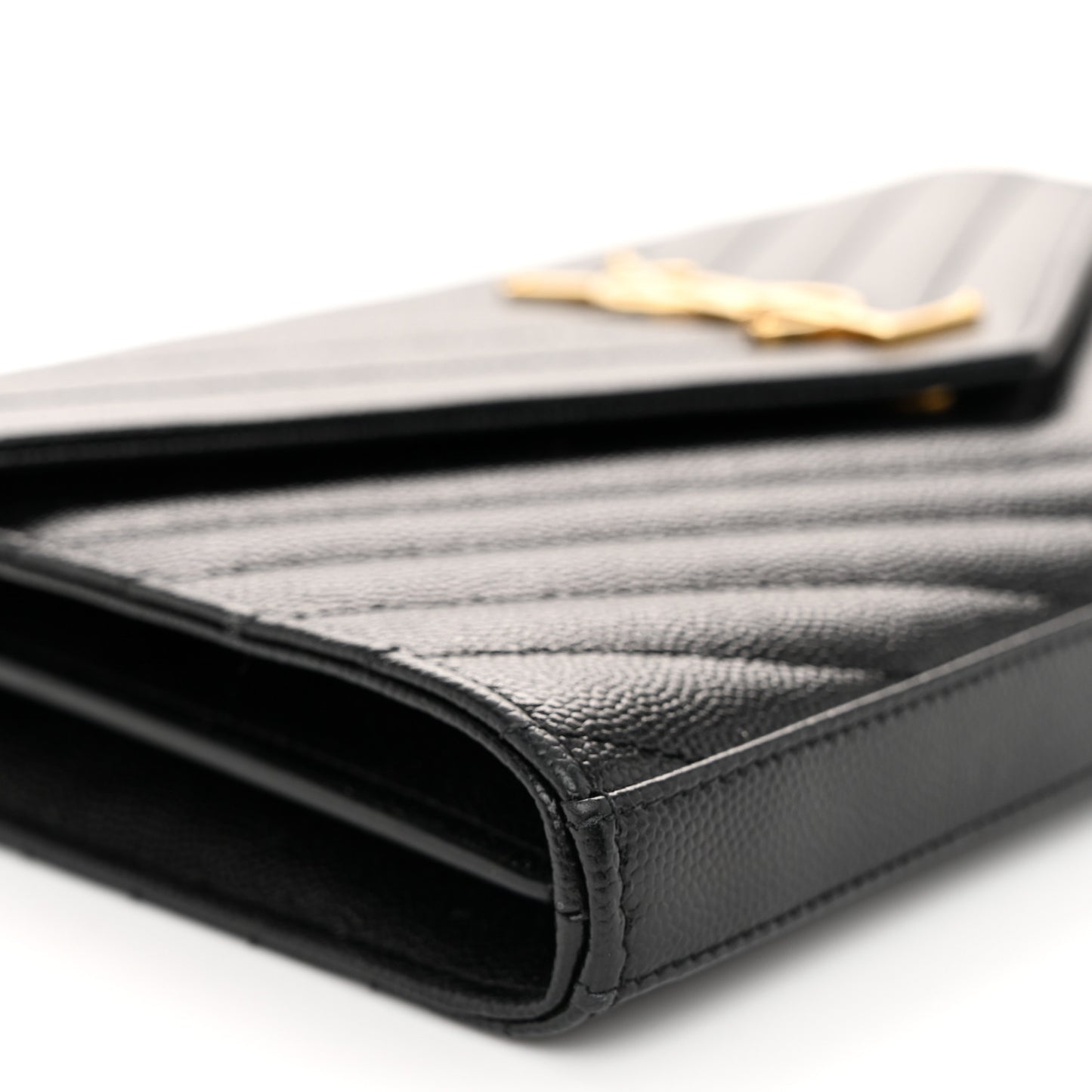 Grain De Poudre Matelasse Chevron Monogram Chain Wallet Black