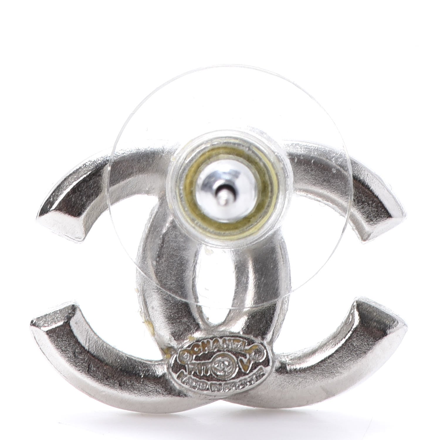 Chanel Baguette Crystal CC Earrings Silver 4 of 5