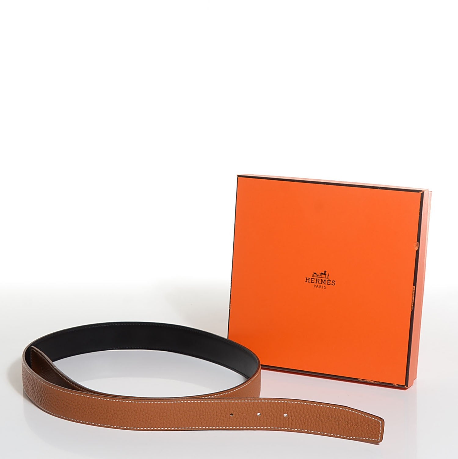 Hermes Box Togo 32mm Belt Strap 100 Black Gold 4 of 4