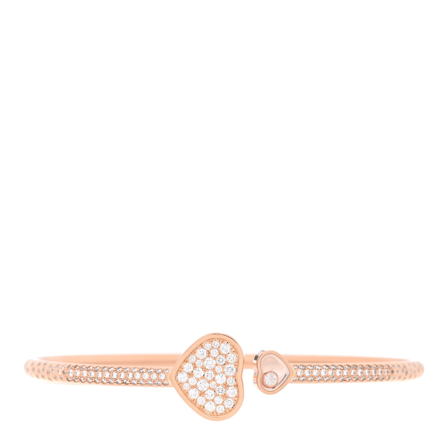 18K Rose Gold Diamond Happy Hearts Pave Bangle Bracelet
