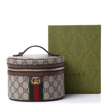 Gucci GG Supreme Monogram Textured Calfskin Web Ophidia Vanity Cosmetic Case Beige Ebony New Acero 11 of 11