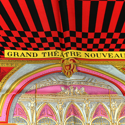 Hermes Silk Grand Theatre Nouveau Scarf 90 Rouge Vert Multicolor 5 of 6