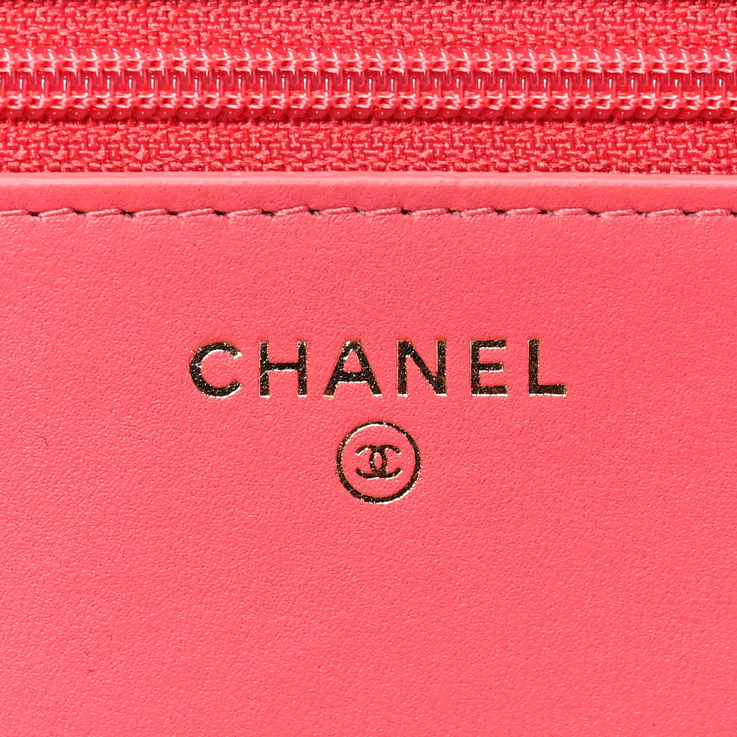 Lambskin Quilted Trendy CC Wallet On Chain WOC Bright Pink