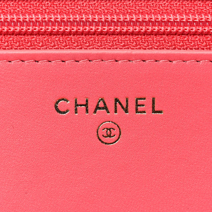 Chanel Lambskin Quilted Trendy CC Wallet On Chain WOC Bright Pink 5 of 7
