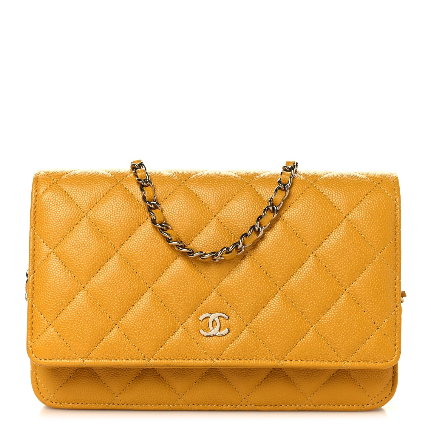 Caviar Quilted Wallet on Chain WOC Yellow
