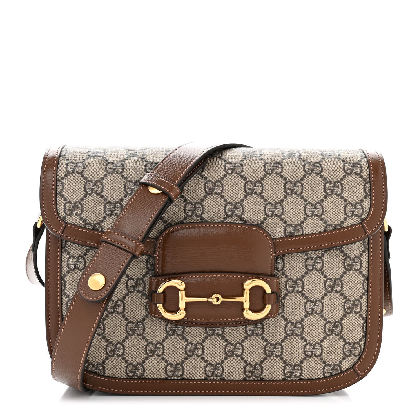 GG Supreme Monogram Horsebit 1955 Shoulder Bag Beige Brown Sugar