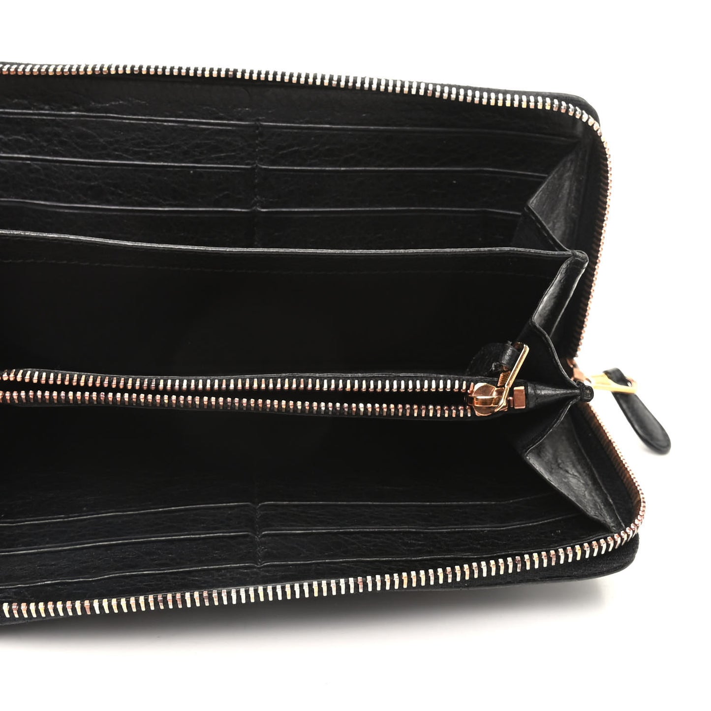 Agneau Giant 12 Rose Gold Hardware Continental Zip Around Wallet Black
