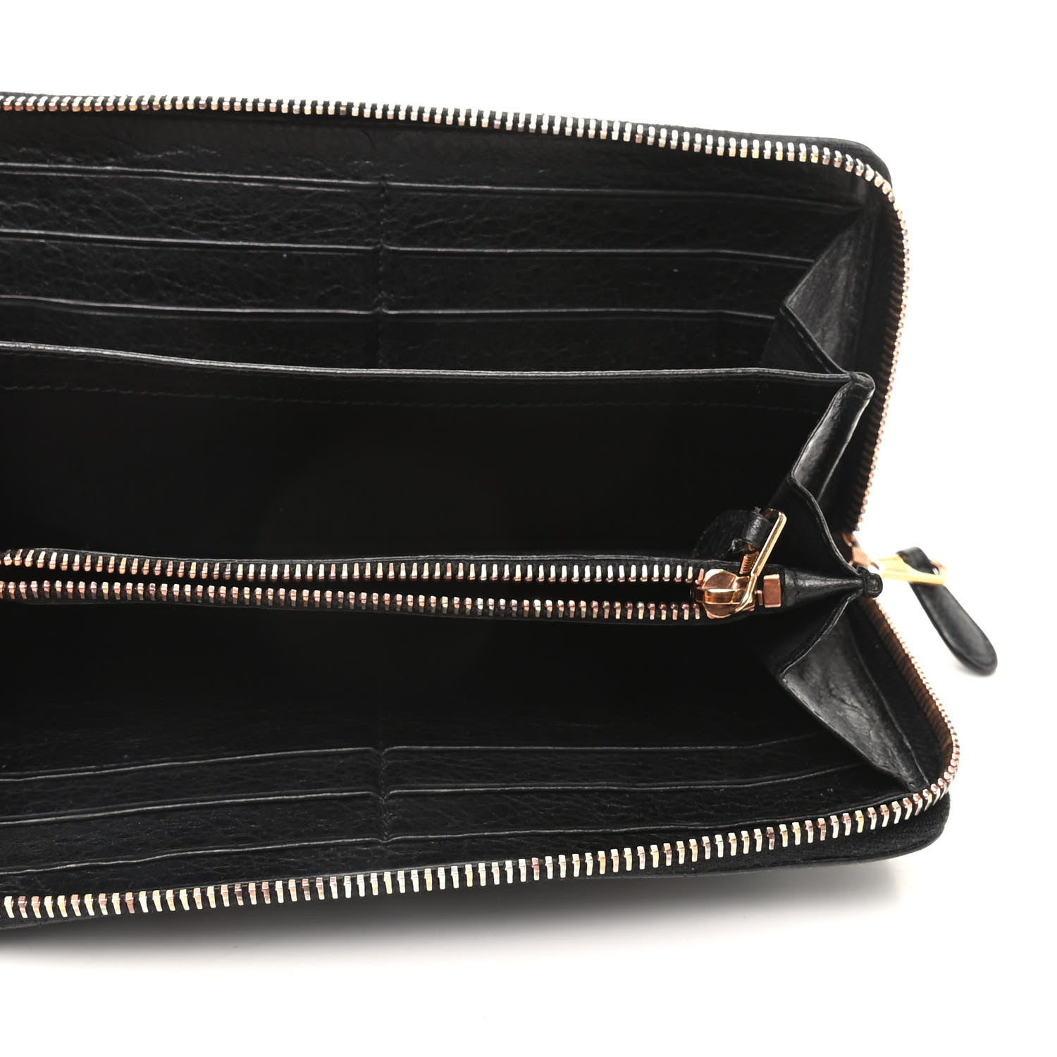 Balenciaga Agneau Giant 12 Rose Gold Hardware Continental Zip Around Wallet Black 5 of 8