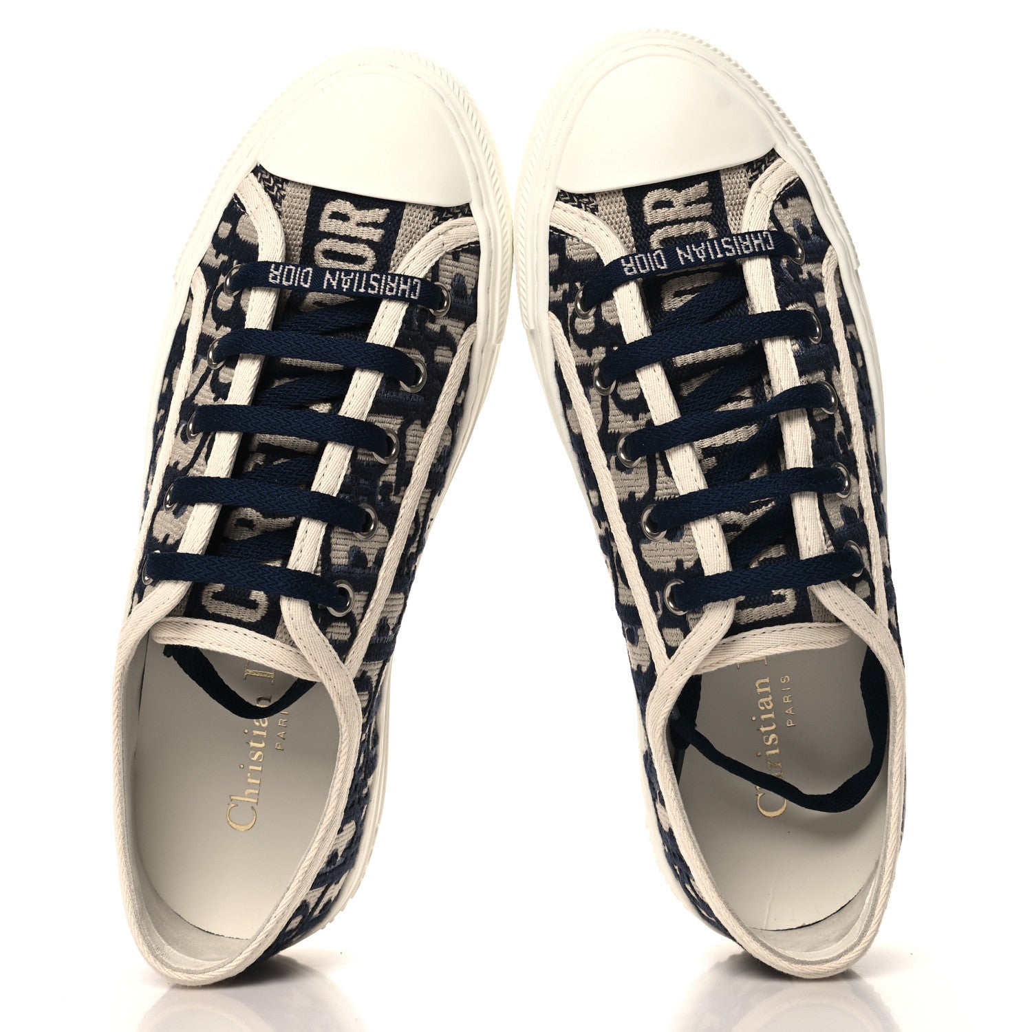 Christian Dior Canvas Oblique Walk'N'Dior Low Top Sneakers 37.5 Deep Blue 2 of 10