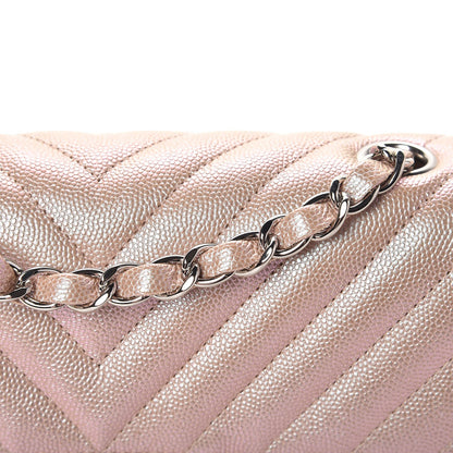 Chanel Iridescent Caviar Chevron Quilted Mini Rectangular Flap Light Gold 8 of 10