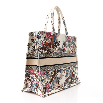 Christian Dior Canvas Embroidered Large Jardin D'Hiver Book Tote Latte Multicolor 3 of 10