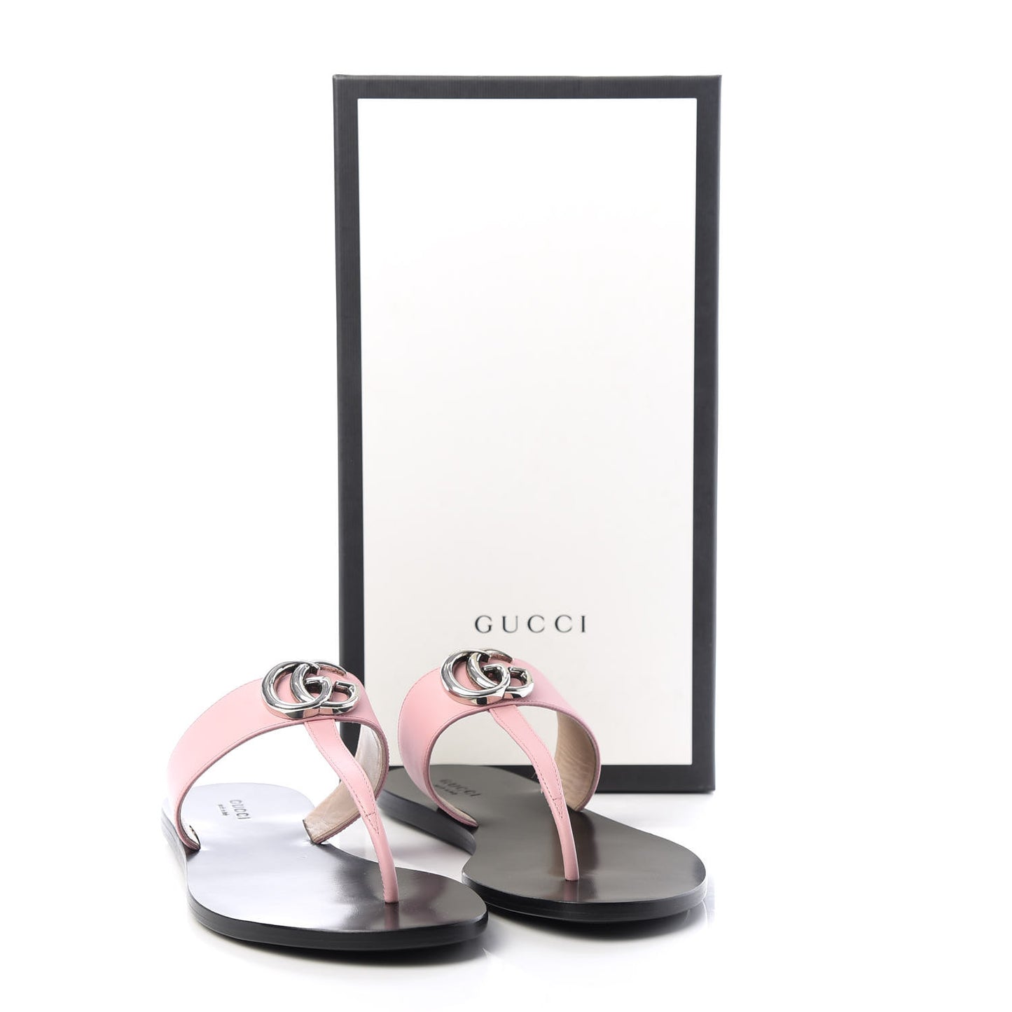 Calfskin GG Marmont Thong Sandals 37.5 Wild Rose