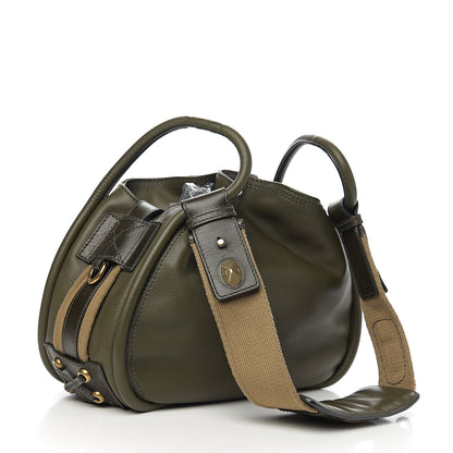 Christian Dior Calfskin Woven Satchel Dark Green 2 of 11