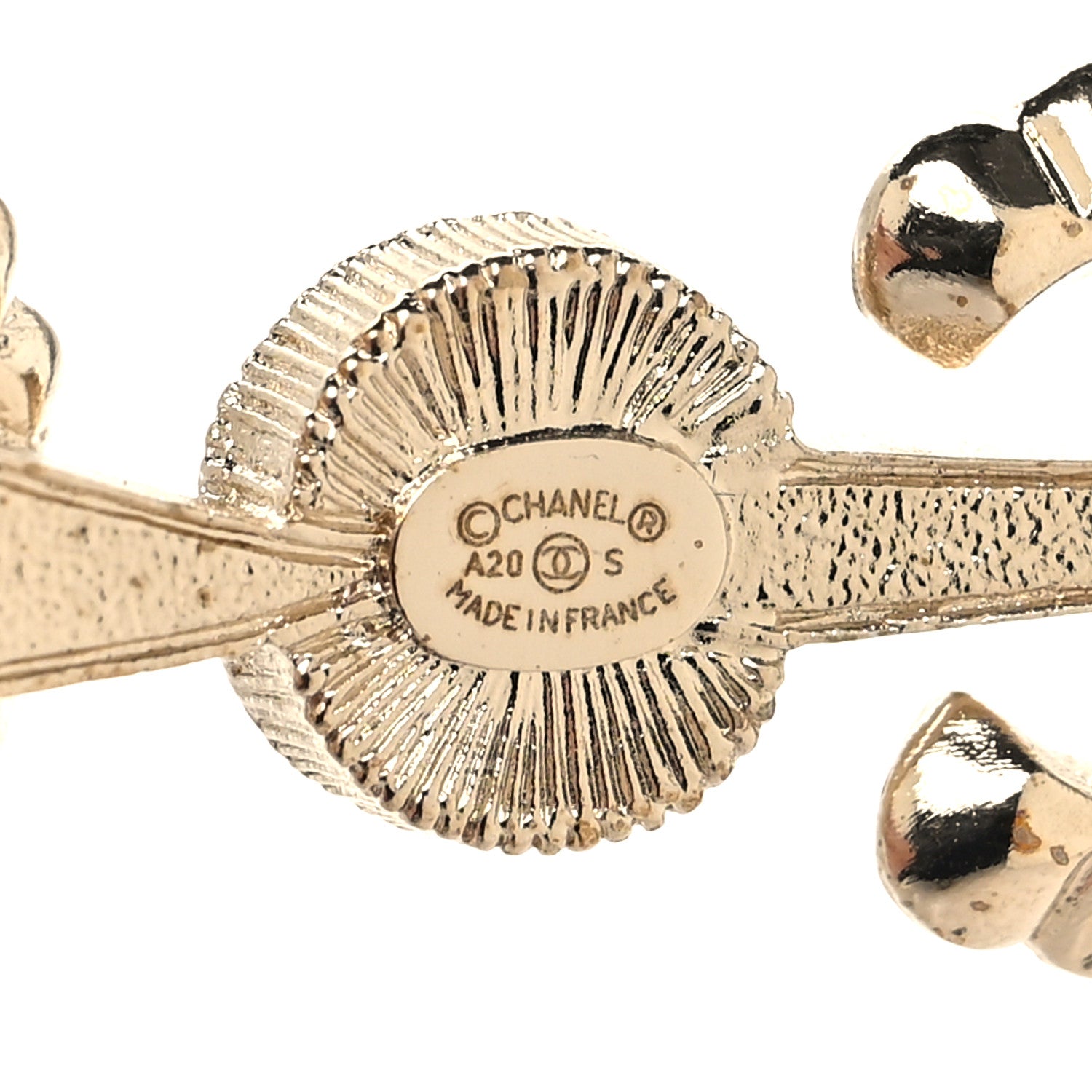 Chanel Pearl Crystal Queen of France Brooch Barrette Gold 3 of 4