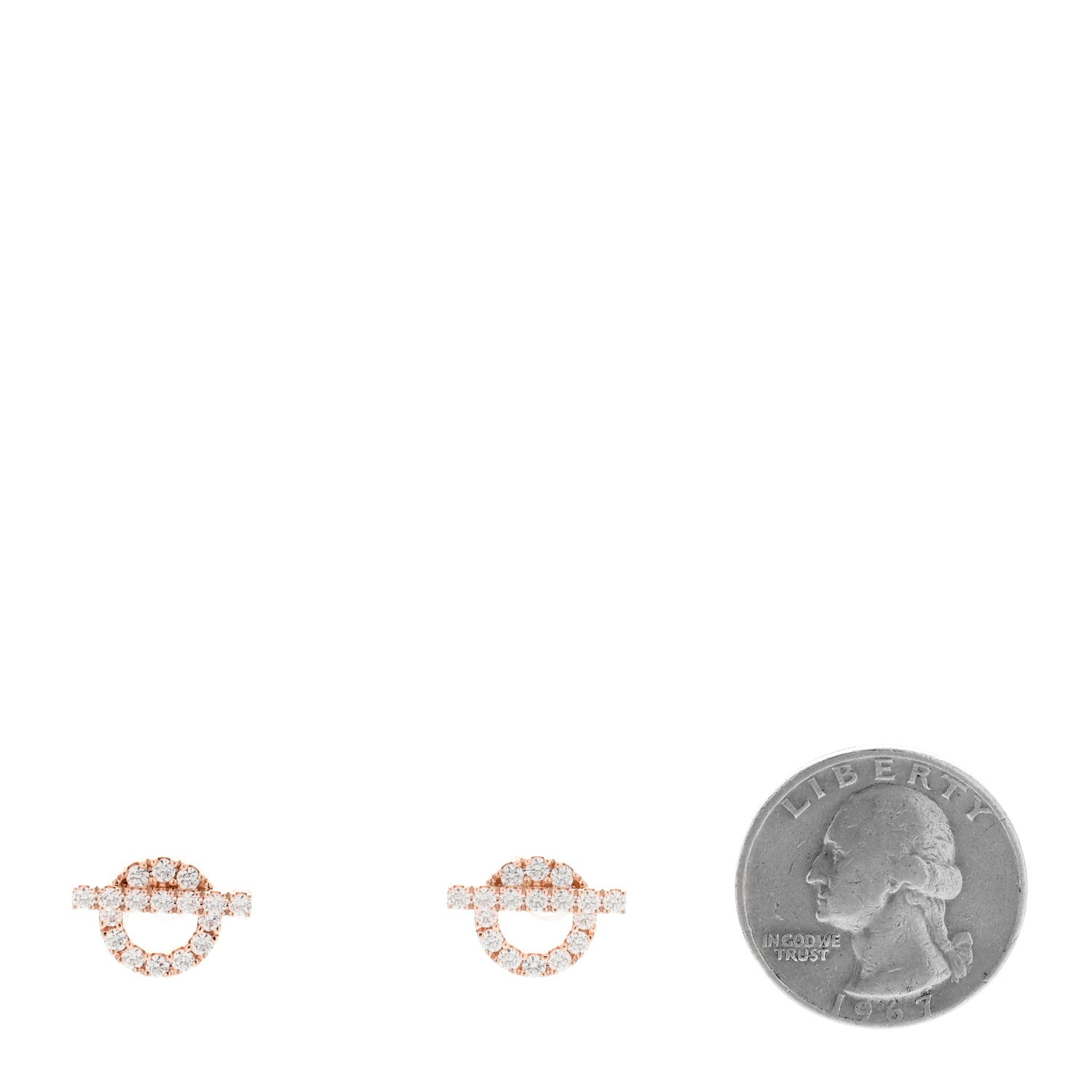Hermes 18K Rose Gold Diamond Finesse Earrings 2 of 4