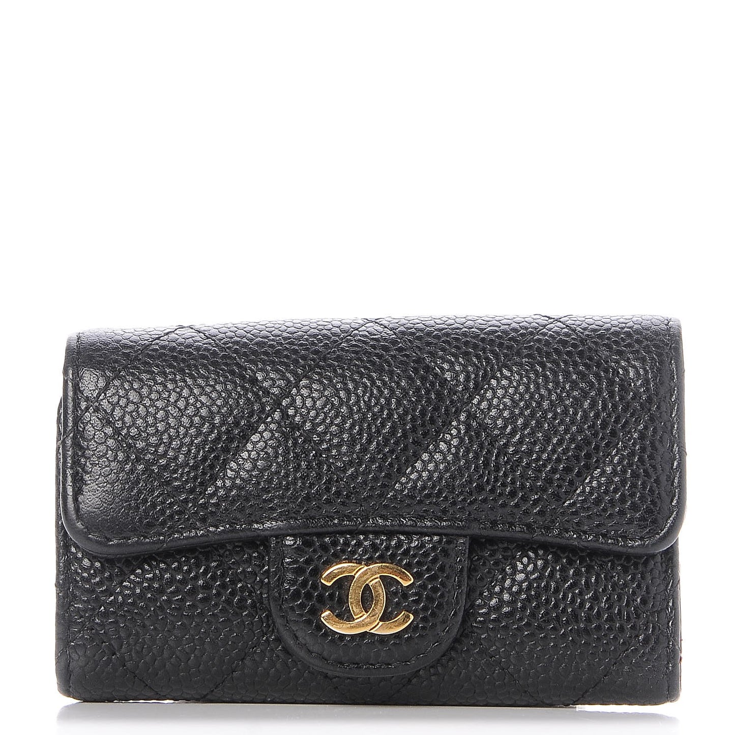 Caviar Quilted 6 Key Holder Black