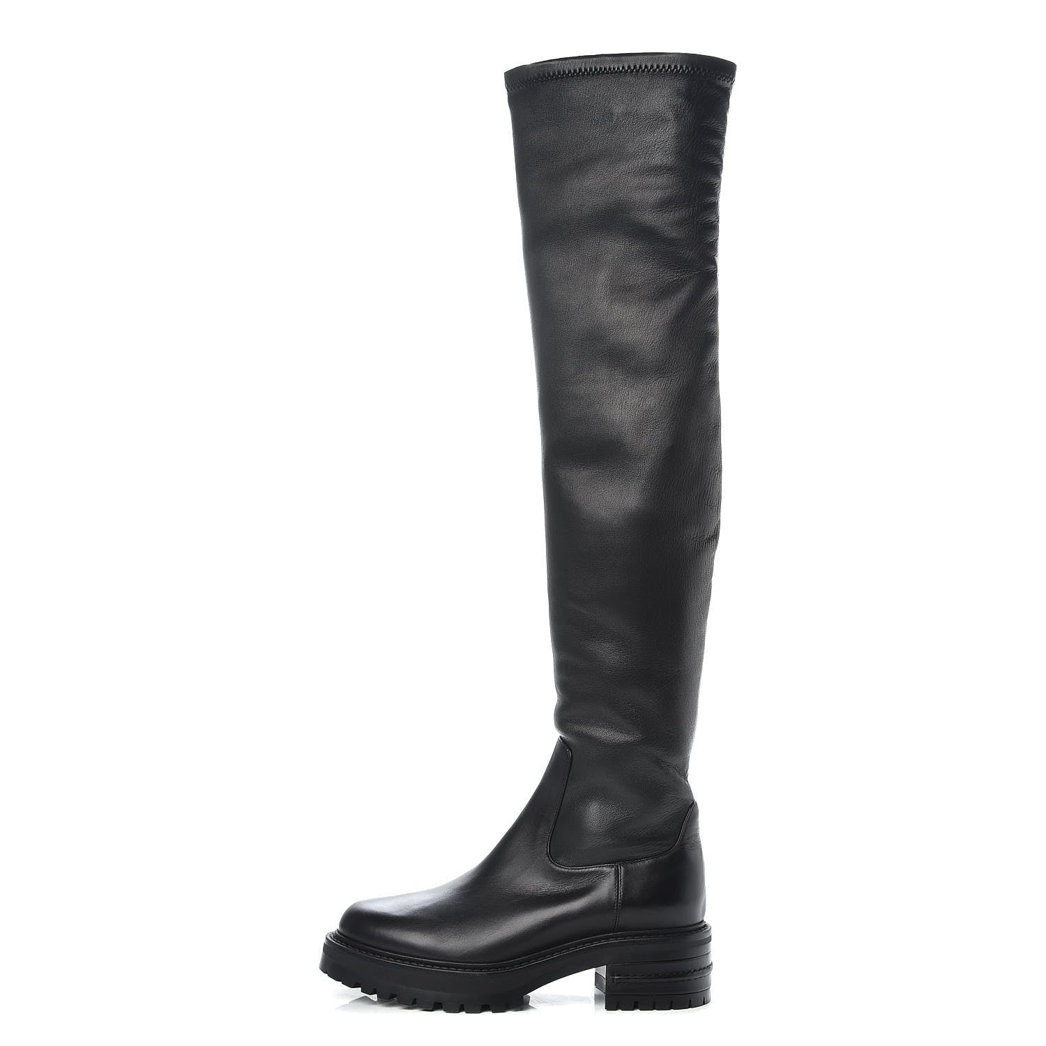 Christian Dior Stretch Lambskin Fight Knee Boots 36.5 Black 1 of 8