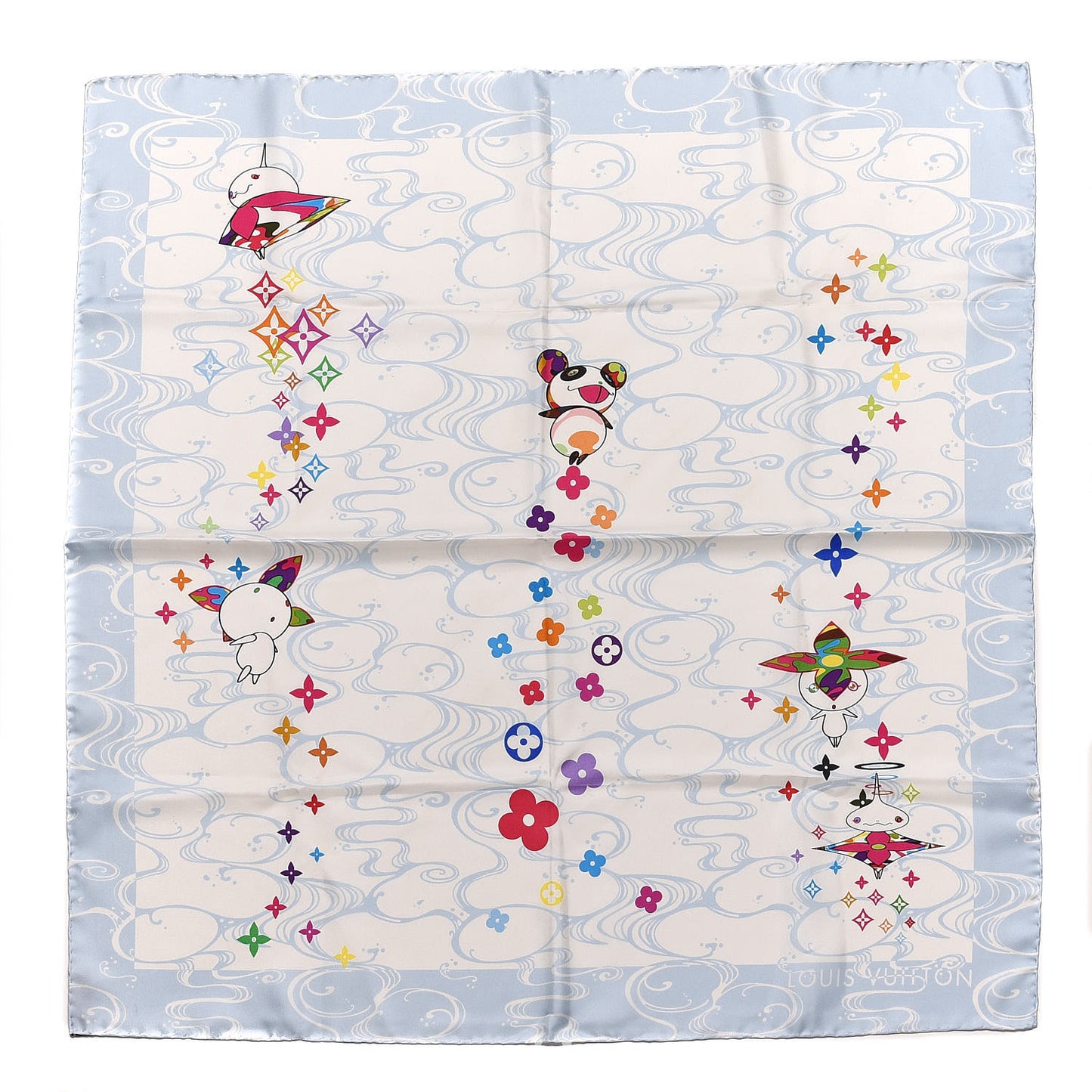 Silk Murakami Multicolor Panda Waves Scarf