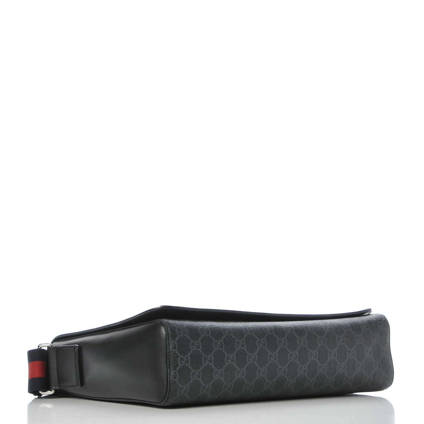 GG Supreme Monogram Web Flap Messenger Bag Black Grey