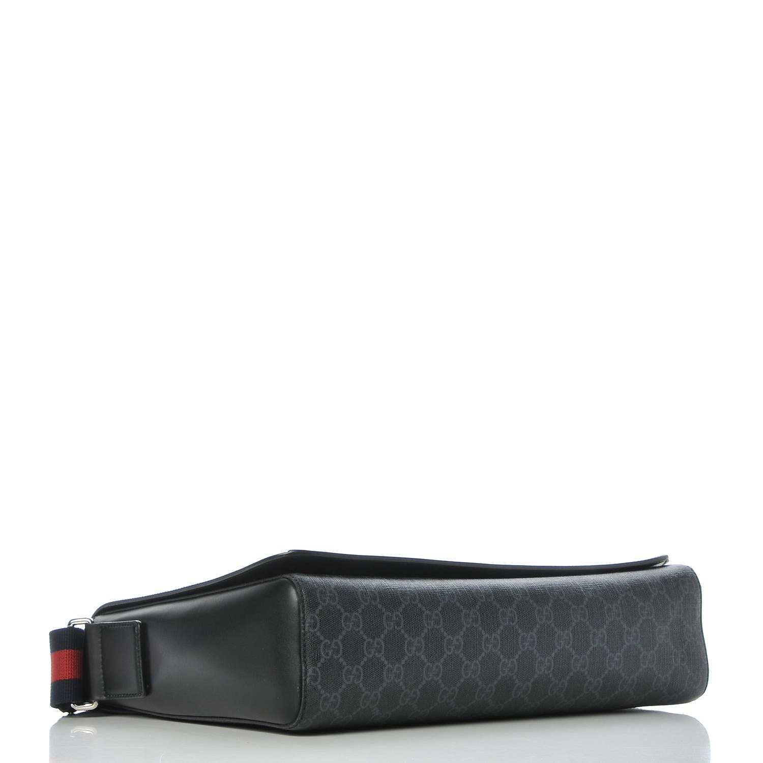 Gucci GG Supreme Monogram Web Flap Messenger Bag Black Grey 4 of 10