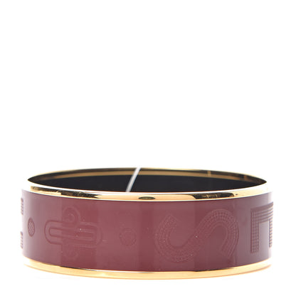 Hermes Enamel Wide Printed Sellier Bracelet 65 Bourgogne 1 of 5