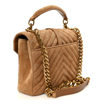 Saint Laurent Suede Matelasse Chevron Monogram Medium College Bag Cinnamon 3 of 11