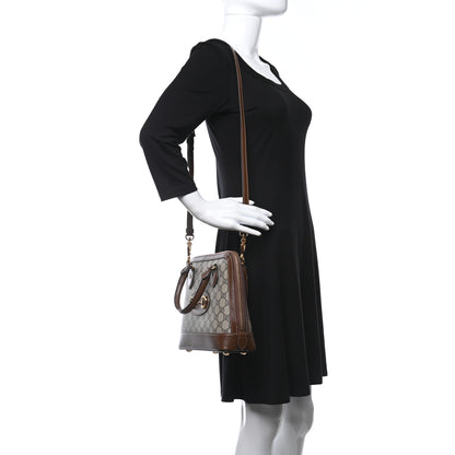Gucci GG Supreme Monogram Azalea Calfskin Small Horsebit 1955 Top Handle Bag Beige Ebony Brown Sugar 2 of 12