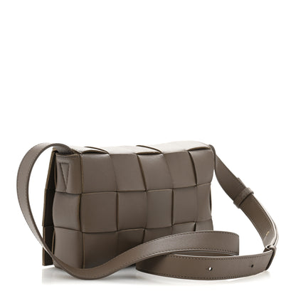 Bottega Veneta Lambskin Maxi Intreccio Cassette Crossbody Bag Taupe Grey 3 of 13