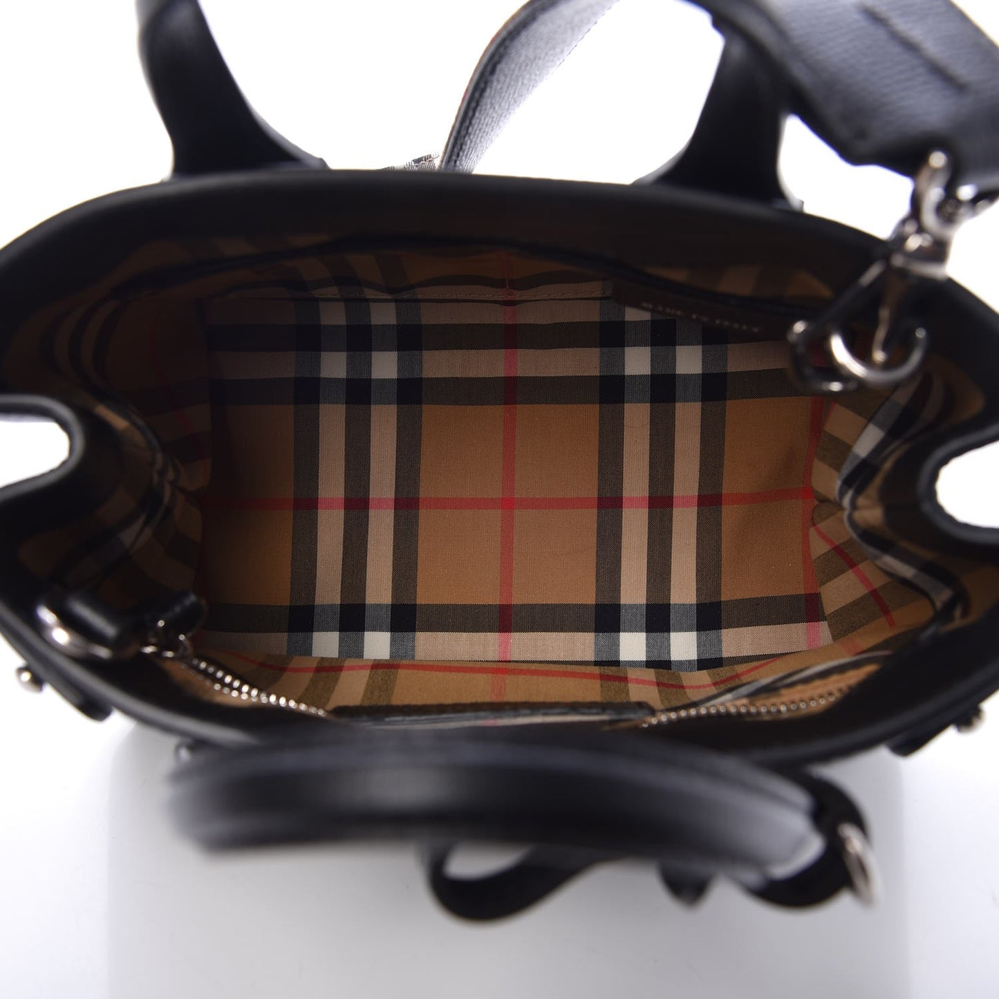 Grainy Calfskin House Check Baby Banner Tote Black
