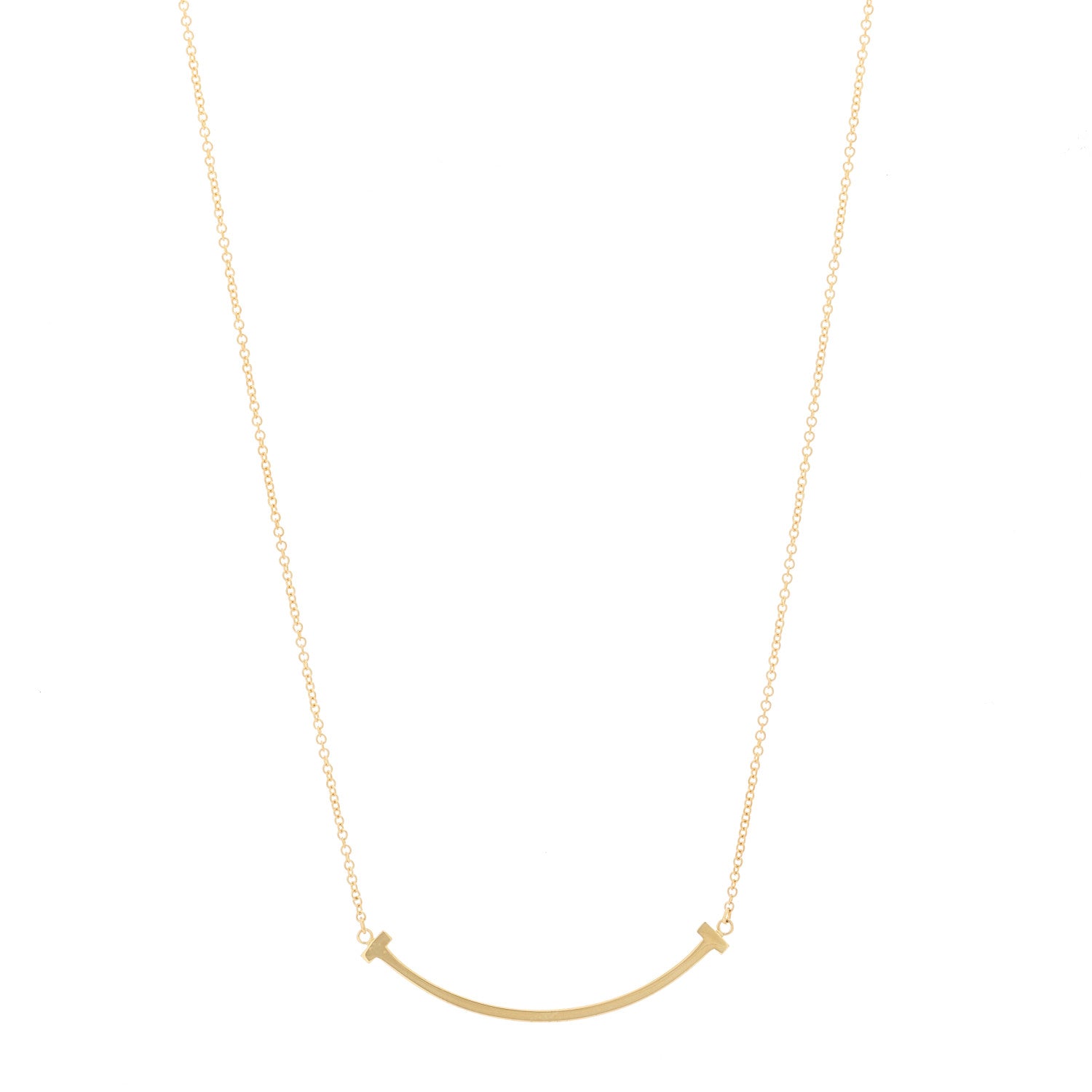 Tiffany 18K Yellow Gold Small T Smile Pendant Necklace 1 of 6