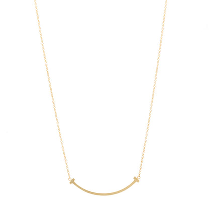 Tiffany 18K Yellow Gold Small T Smile Pendant Necklace 1 of 6
