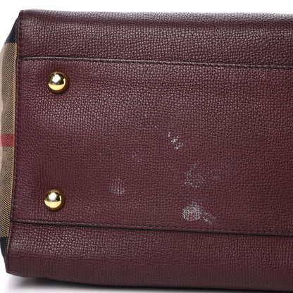 Burberry Grainy Calfskin House Check Small Canterbury Tote Burgundy 7 of 9