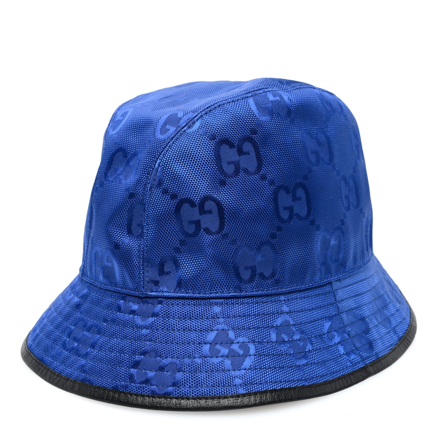 Gucci Econyl Nylon Monogram Off The Grid Will Bucket Hat Orient Blue Black 1 of 8