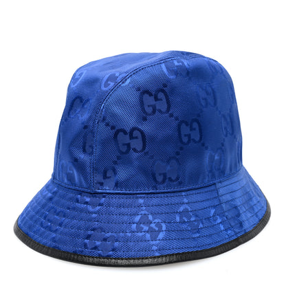 Gucci Econyl Nylon Monogram Off The Grid Will Bucket Hat Orient Blue Black 1 of 8